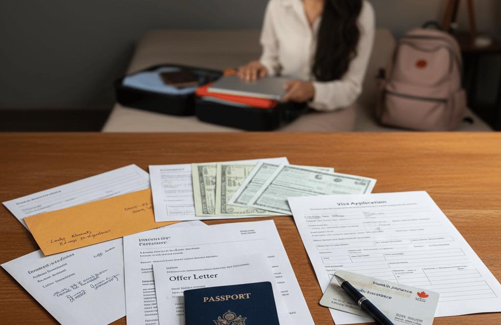 study abroad documents flat lay