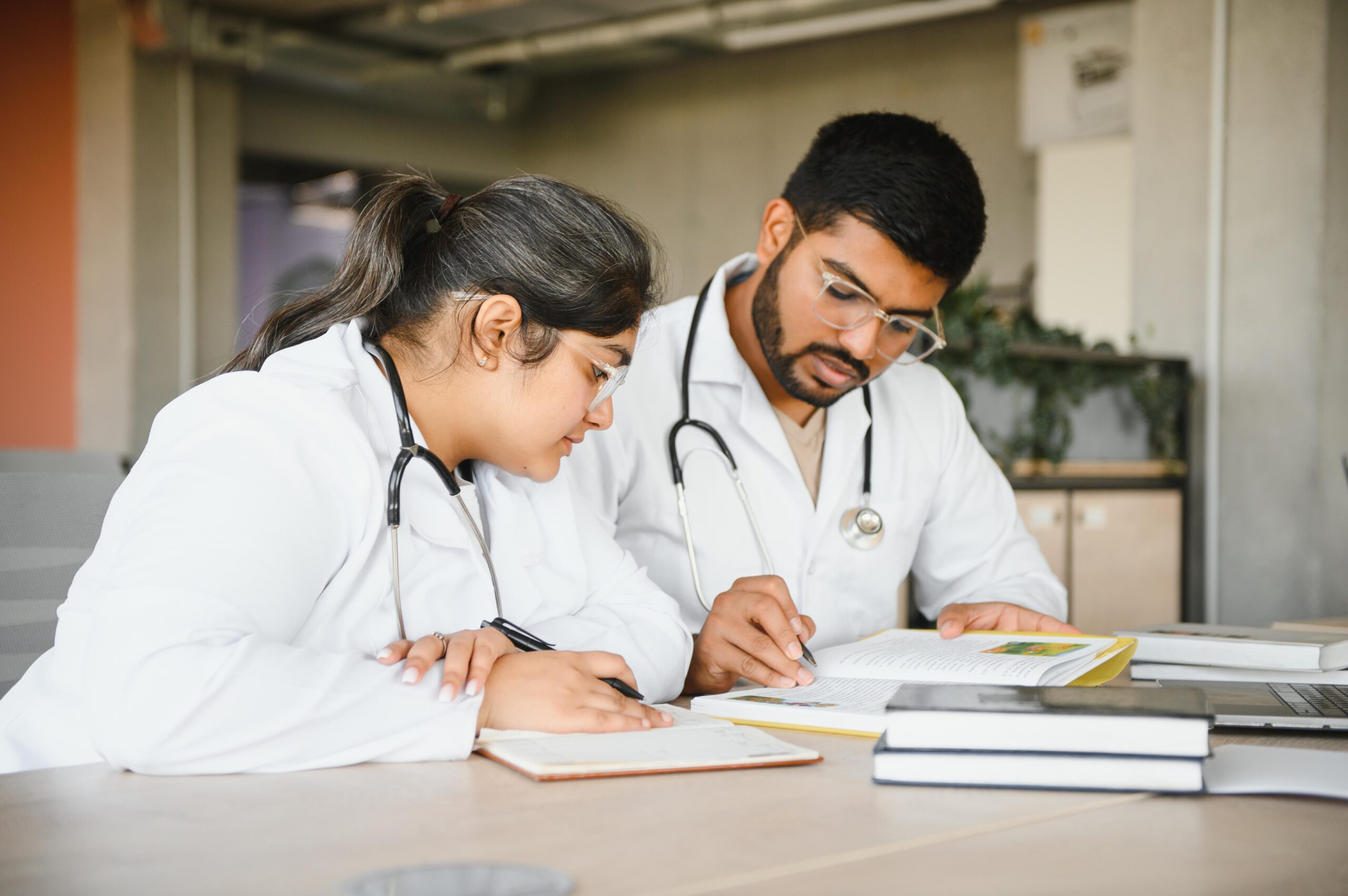 Medical student with books